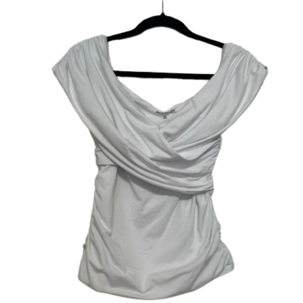 Abercrombie & Fitch Sz Large White Off the Shoulder Ruched Top Tank